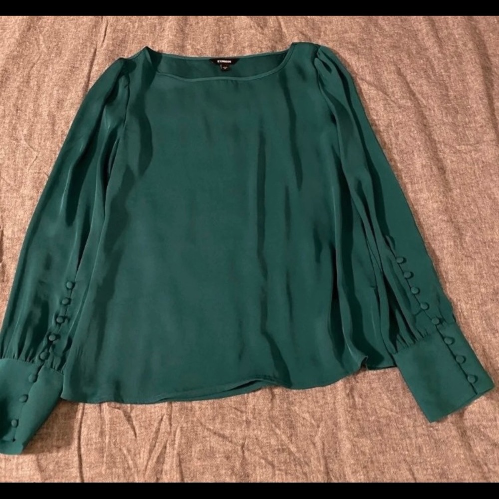 Express Blouson Blouse Emerald Green Silk